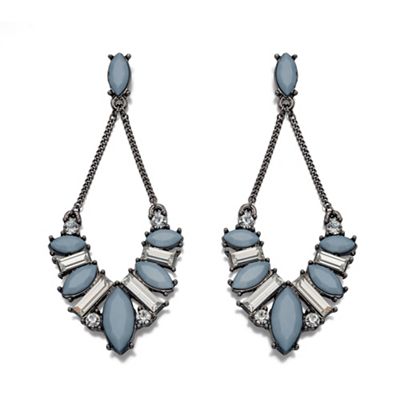 Gunmetal grey acrylic and crystal drop earrings